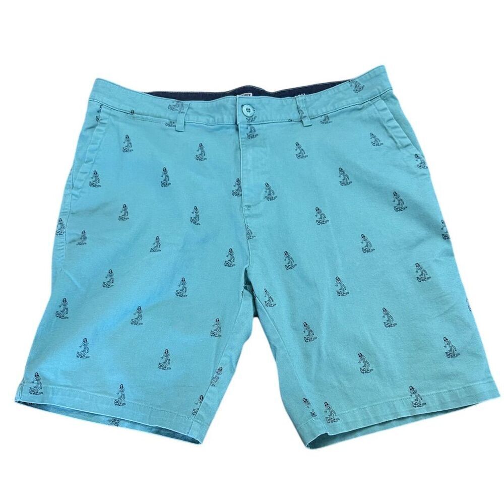 Rugby University Teal Hula Girl Shorts Size 38 Casual Summer